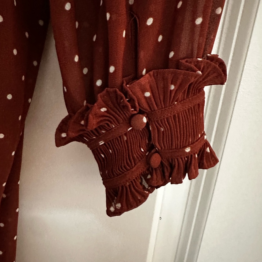 Sezane Eve Dress in Ecru Dots Moka size 38 EUC - Picture 8 of 8